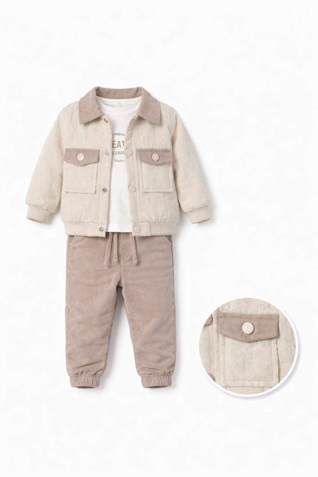 Cozy Neutral Set – Beige Jacket & Soft Jogger Pants