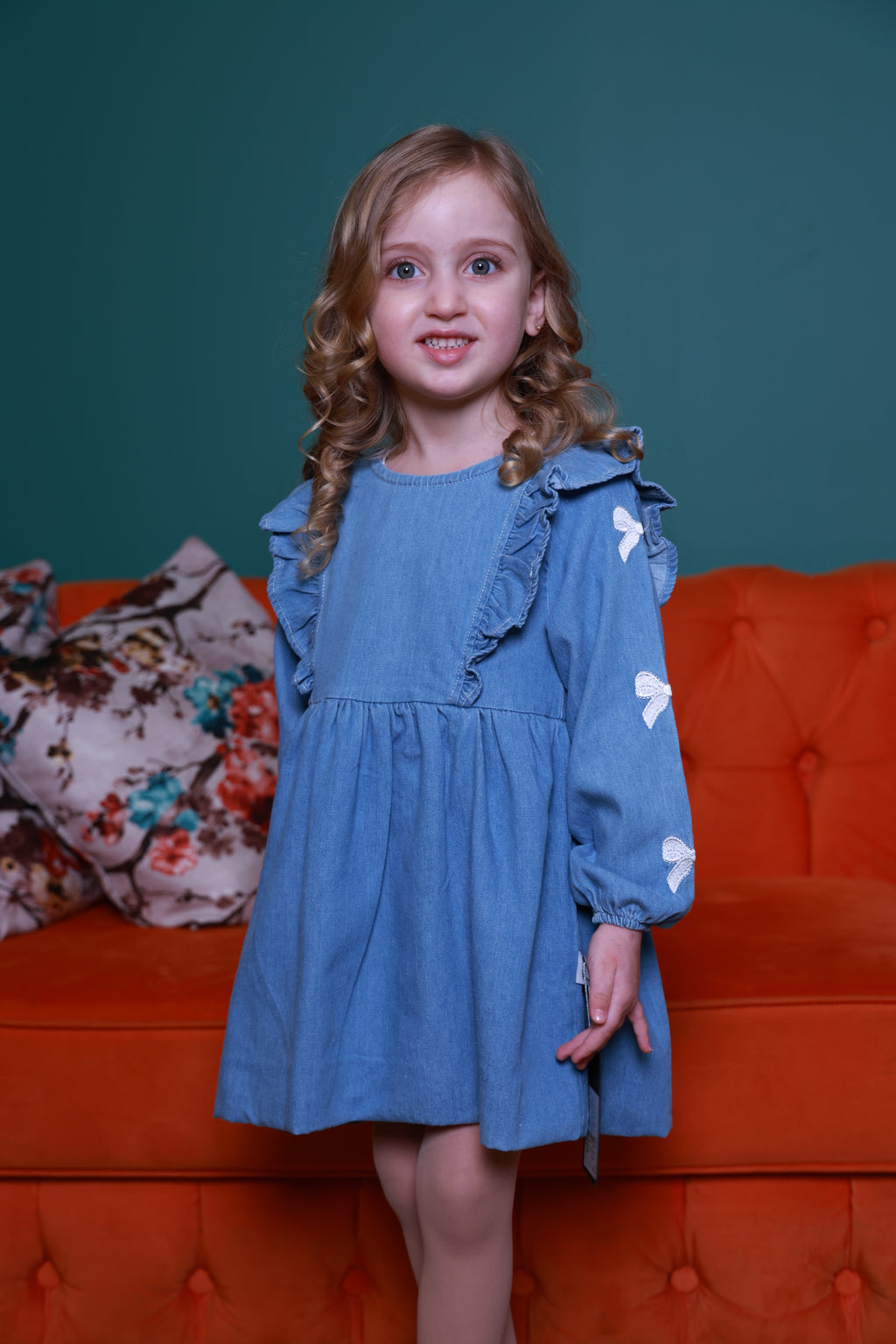 Little Swan Bow Denim Dress