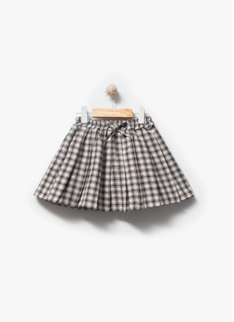Little Lady Burgundy Vest & Plaid Skirt Set