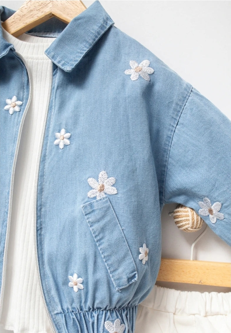 Daisy Bloom Denim Jacket