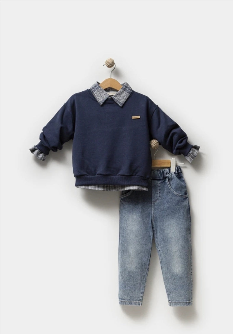 Little Gentleman Navy Sweater Set