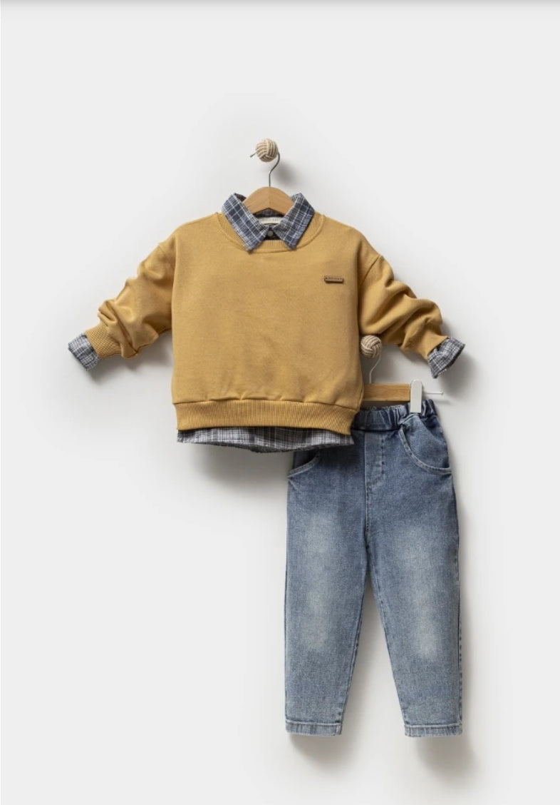 Classic Mustard Layered Kids Outfit
