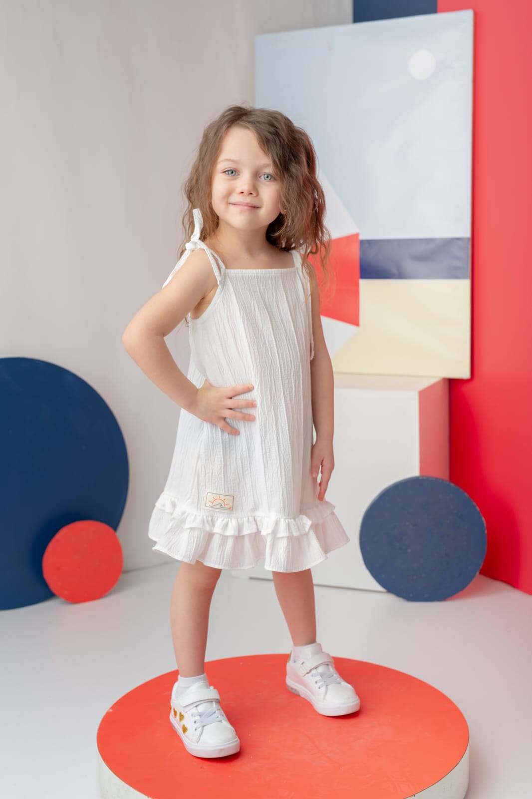 white ruffle dress